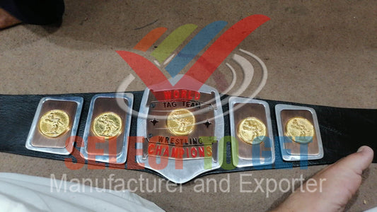 American Wrestling World Tag Team Wrestling Championship Belt Old Trophy Belt.