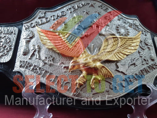 NWA World Tag Team Championship Belt. Brass & All Plates Silver Eagle Gold.
