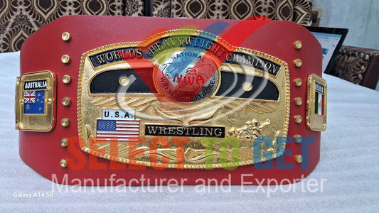 NWA Mid-Atlantic Worlds Heavyweight Wrestling Champion Belt Red Strap.