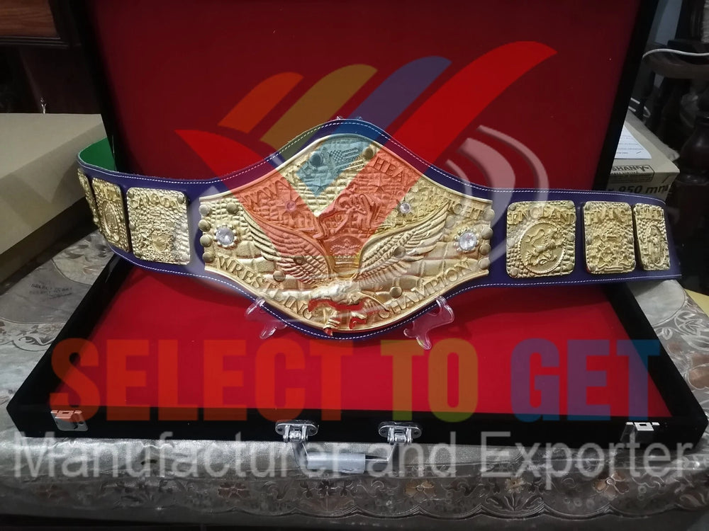 WWWF Bob Backlund Championship Wrestling Belt Purple, Red color Strap.