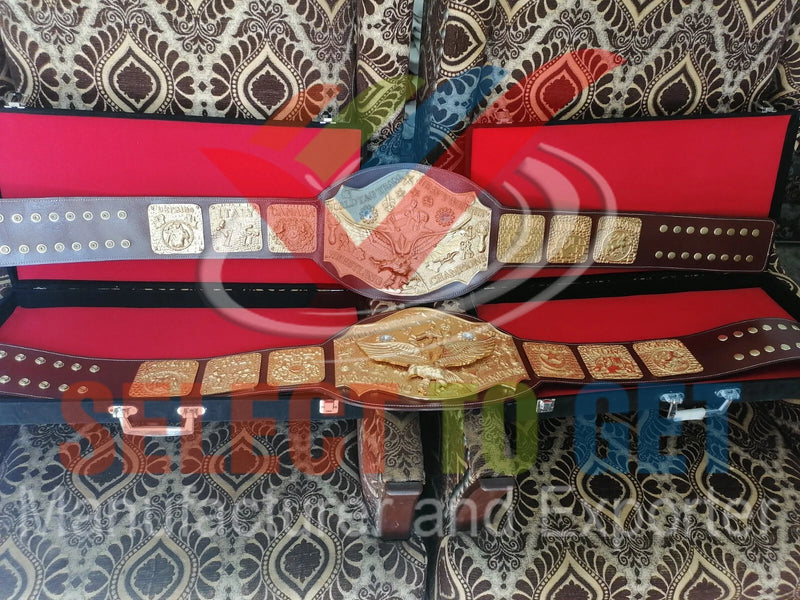 NWA World Tag Team Championship Belt. All Plates & Eagle Gold.